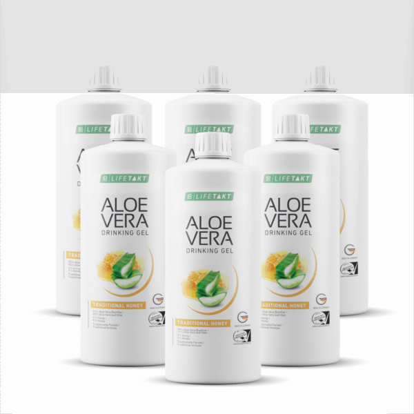 Pack de 6 bouteilles de gel à boire Aloe Vera LR au miel traditionnel – Bien-être digestif et douceur naturelle