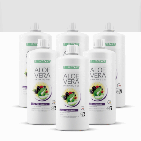 Pack de 6 bouteilles Aloe Vera Açaï Pro Summer LR – Vitalité et fraîcheur estivale