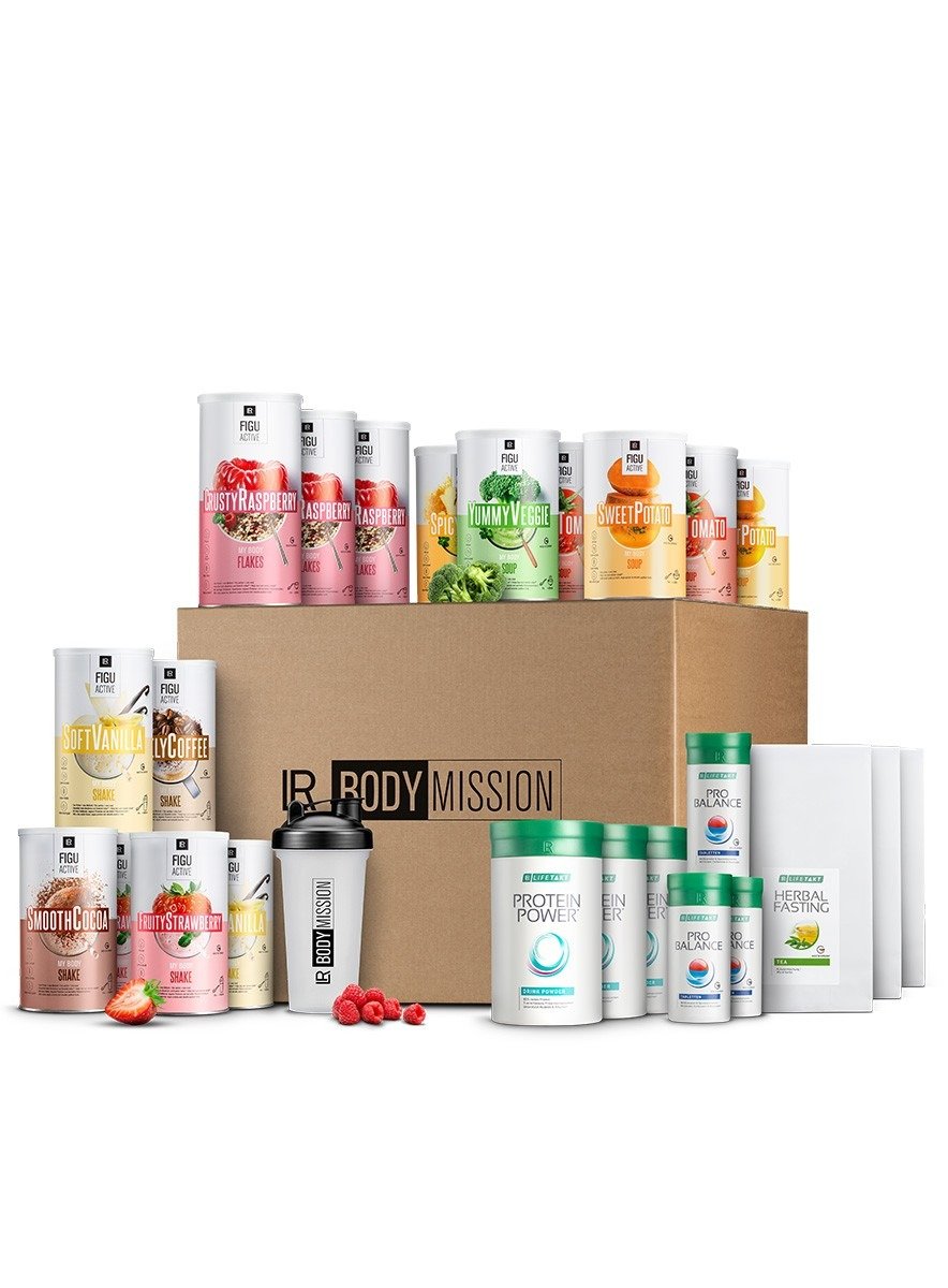 LR BODY MISSION 3 Mois - Libre Choix - Programme complet 15 produits LR FIGUACTIVE (soupes, shakes, flocons, bols) + Pro Balance, Herbal Fasting Tea, Protein Power et 3 Shakers