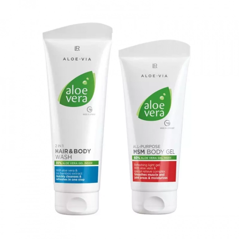 Set LR Aloe Vera Soin du Corps avec shampooing 250 ml et gel MSM 200 ml