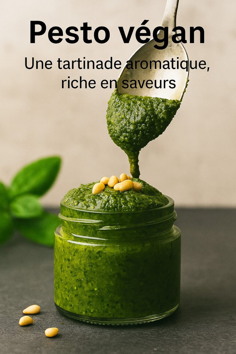 Pesto végan maison à base de basilic et de pignons de pin