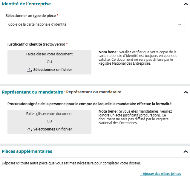 Téléversement de la pièce d'identité pour l'inscription VDI sur le portail INPI