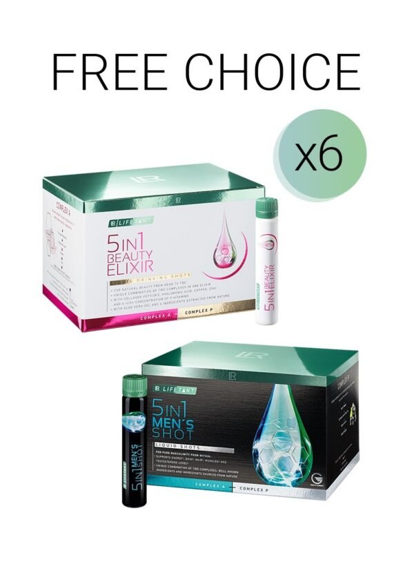 Set de 6 flacons LR Beauty Elixir ou Men’s Shot 5en1 – Promo -25 %