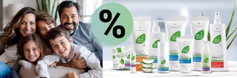 Teaser promotion LR août 2025 – Set familial LR ALOE VIA soins Aloe Vera