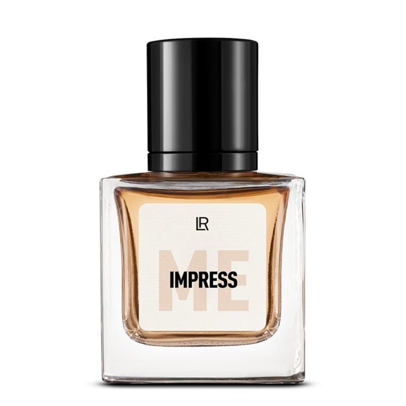 Flacon du parfum LR IMPRESS ME, un parfum floral oriental pour femme, conçu pour laisser une impression forte. Disponible sur produit-lr.fr.