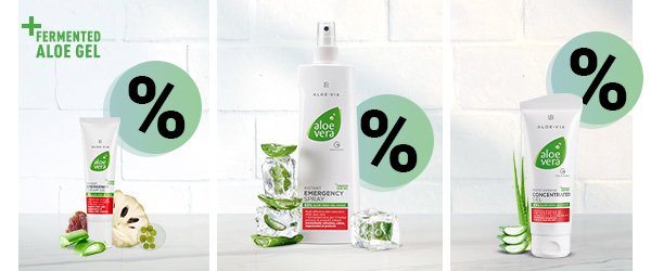 Soins Aloe Vera Fermentés LR Health & Beauty – Emergency Spray, Concentré et Crème Spéciale en promotion septembre