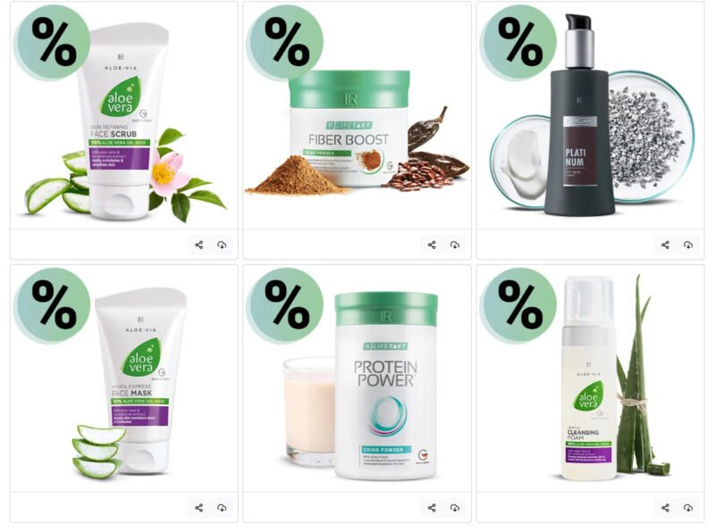 Visuels promotionnels des produits LR disponibles dans l’espace Médias affiliés produit-lr.fr