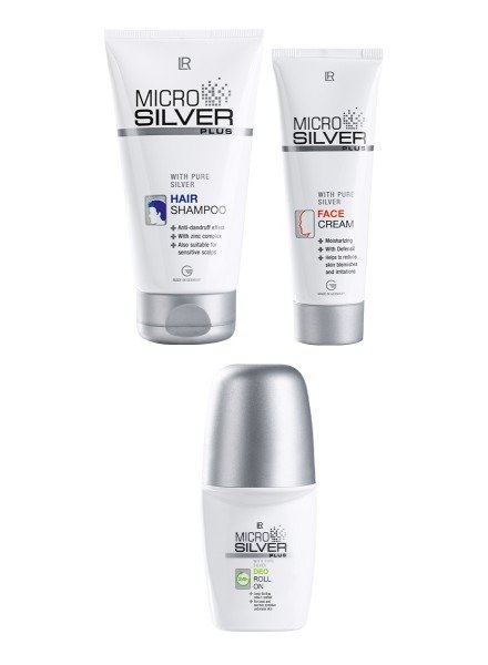 Set LR MICROSILVER PLUS avec shampooing crème visage et déodorant pour peaux sensibles