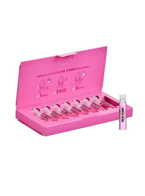 Capsules Skin Fluid Vitamin LR édition limitée coffret rose fioles verre cure 7 jours anti-âge vitamine B12 hautement efficace