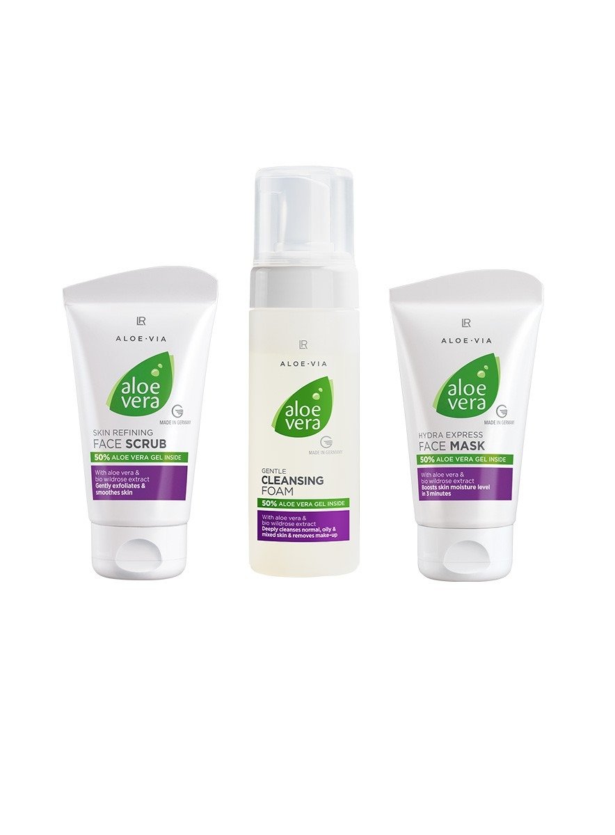SET Aloe VIA Soins Visage Mousse Gommage Masque